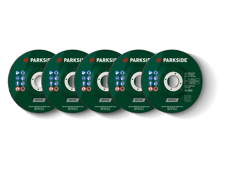 Cinq disques Parkside pour la coupe de métal.