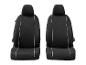Deux housses de siège auto noires avec passepoil blanc et étiquette 'AIRBAG'