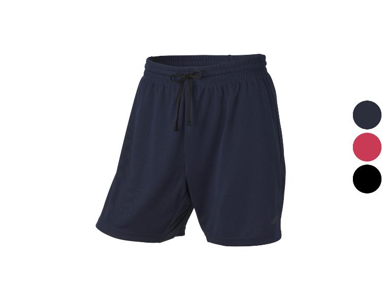 Short de sport homme bleu foncé avec cordon de serrage, également disponible en rouge et noir.