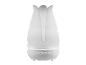 Diffuseur d'arômes blanc en forme de tulipe avec boutons pour lumière, minuterie et brume.
