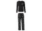 Pyjama noir à manches longues avec pantalon à motif de cœurs.