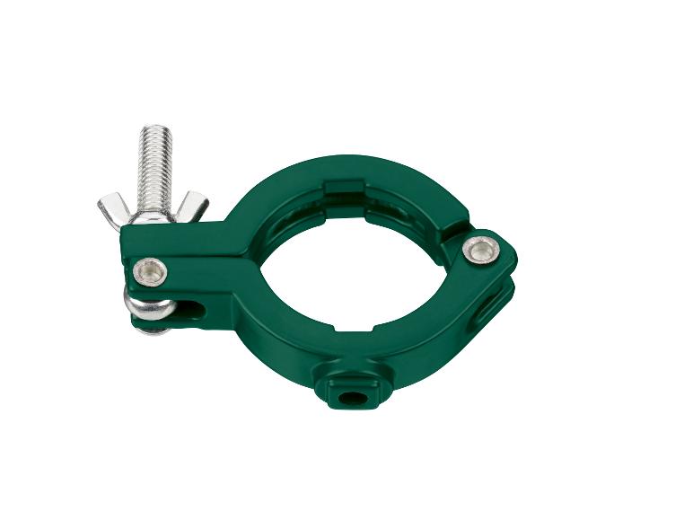 Serre-joint vert foncé avec vis : fixation robuste.