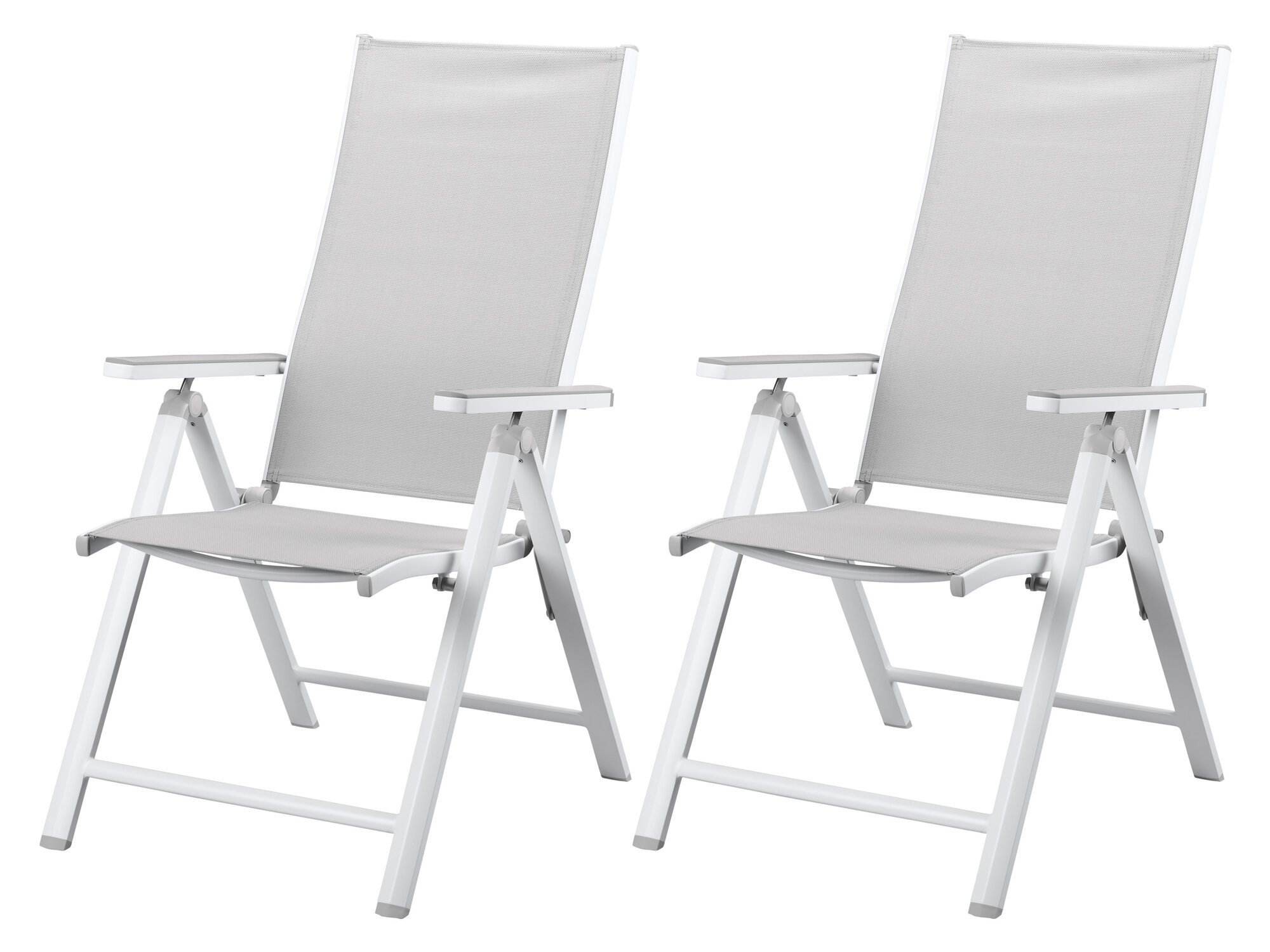 LIVARNO home Lot de 2 fauteuils HOUSTON, blanc/gris clair