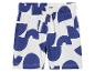 Shorts enfant à motif géométrique bleu et blanc.