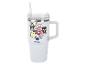 Mug isotherme blanc Hello Kitty et ses amis avec anse et paille.