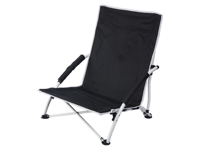 Chaise de plage ou de camping pliable noire avec cadre métallique