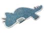 Un tapis bleu en forme de dinosaure.