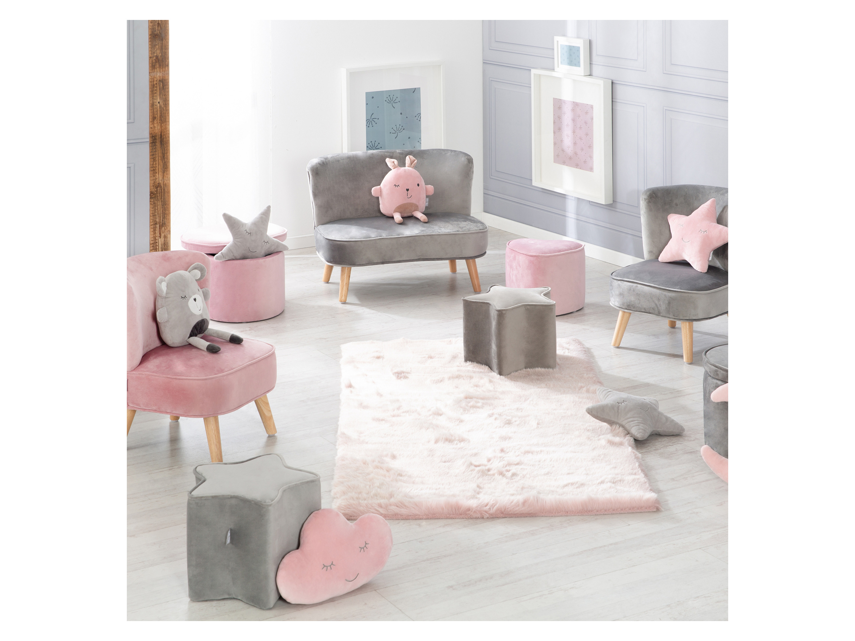 roba Pouf Coffre Ovale en Velours pour Chambre Enfant "Lil Sofa" Tabouret Avec Coffre de Rangement - vue 10