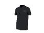Polo noir pour homme à manches courtes avec un petit imprimé doré.