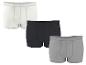 Lot de trois boxers en coton pour homme en blanc, noir et gris.