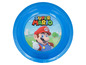 Une assiette bleue avec Super Mario.