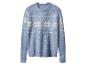 Pull bleu clair avec motif de flocons de neige blancs