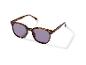 Lunettes de soleil à monture écaille de tortue avec verres violets.