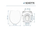 Abattant de WC avec dimensions et logo Schütte.