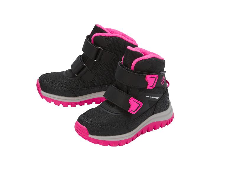 Paire de bottes d'hiver noires et roses pour enfants avec fermetures auto-agrippantes