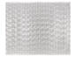 Serviette en tissu avec un motif de blocs gris sur fond blanc.