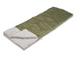 Un sac de couchage vert ouvert.