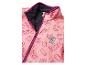 Veste polaire rose à motif de briques de construction, avec fermeture éclair violette.