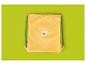 Sac à cordon jaune avec un dessin de tête de lion sur fond vert.