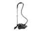 Aspirateur traîneau noir avec poignée télescopique et tuyau flexible.