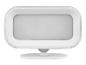 Un moniteur de télévision blanc, ovale et portable.