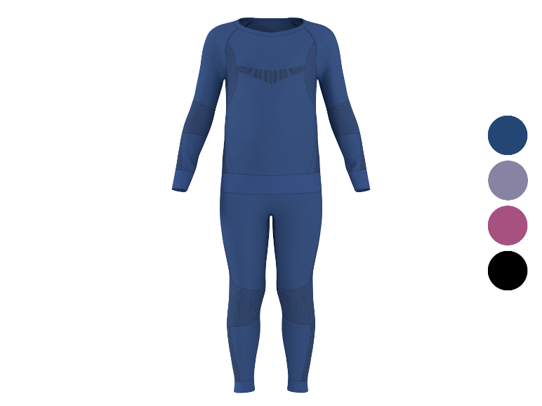 Ensemble de sous-vêtements thermiques bleu pour homme avec des détails texturés.