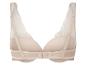 Soutien-gorge beige avec dentelle : détail élégant et confortable.