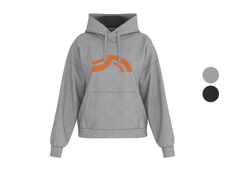 Sweat à capuche gris avec un motif orange sur la poitrine, avec des options de couleur.