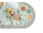 Table d'activités en bois thème forêt, avec miroir, labyrinthe de perles, engrenages et bulles pop-it.