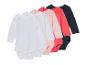 Bodys bébé manches longues : blanc, rose, corail, marine.