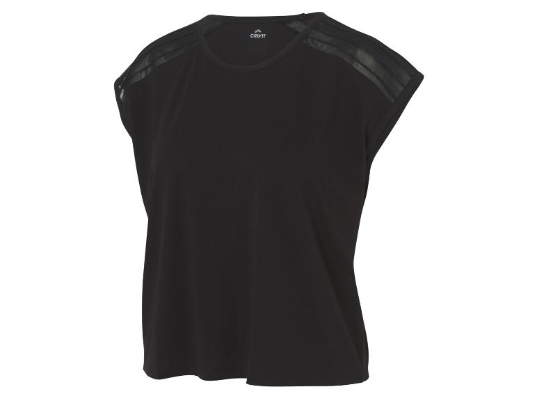 T-shirt de sport noir Crivit avec des empiècements en mesh sur les épaules.