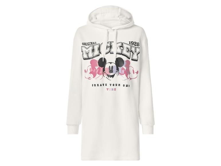 Robe sweat longue blanche pour femme avec capuche et imprimé Mickey Mouse