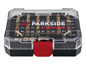 Un jeu d'embouts de tournevis Parkside Performance dans un coffret transparent.