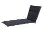 Coussin de chaise longue gris foncé avec sections et attaches.