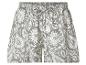 Shorts femme à imprimé floral et cachemire gris et blanc.
