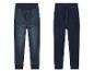 Deux paires de jeans bleu foncé avec taille élastique.