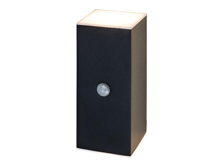 Lampe d'extérieur noire avec détecteur de mouvement et éclairage supérieur et inférieur