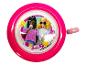 Une sonnette de vélo rose avec une image de deux poupées Barbie.