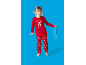 Fillette en pyjama de Noël rouge avec des oursons