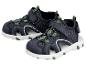 Sandales enfant bleu marine avec accents verts et semelles blanches