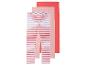 Trois leggings pour filles : rayures rouges et blanches, rose et corail.