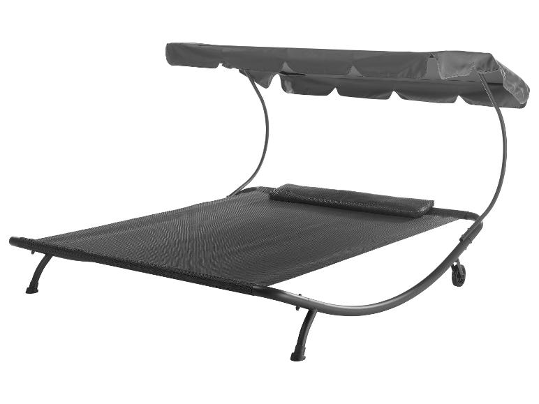 Bain de soleil gris avec pare-soleil et oreiller