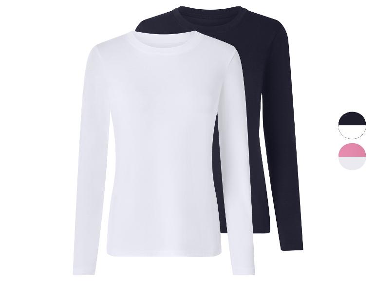 Lot de 2 t-shirts à manches longues pour femme, un blanc et un bleu marine