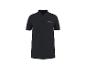 Polo noir avec un petit logo sur la poitrine et une patte de boutonnage.