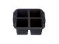 Bac à glaçons en silicone noir SilverCrest avec quatre compartiments carrés.
