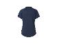 Un t-shirt bleu marine avec un petit logo rouge sur la manche.