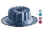 Un moule à cake en silicone bleu.