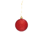 Boule de Noël rouge pailletée avec attache dorée.