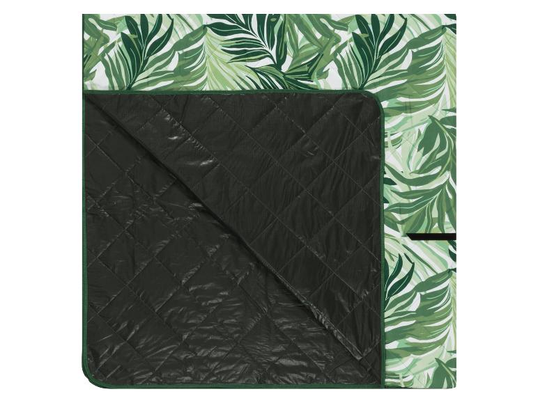 Plaid de pique-nique matelassé, motif tropical vert.