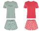 Pyjamas en coton : hauts et shorts, motifs pois et fleurs.
